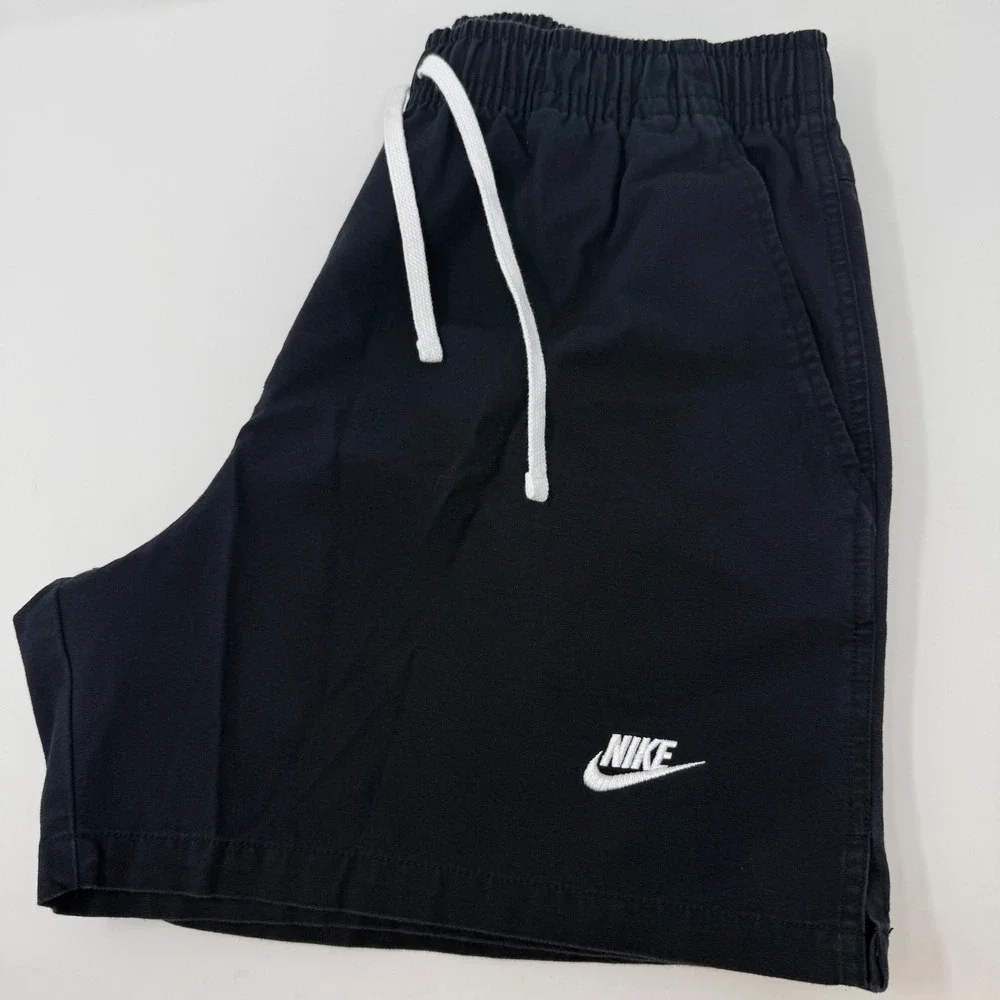 Nike Sportswear Club Washed Mens Black Cotton Canvas Shorts DX0619-010 Medium